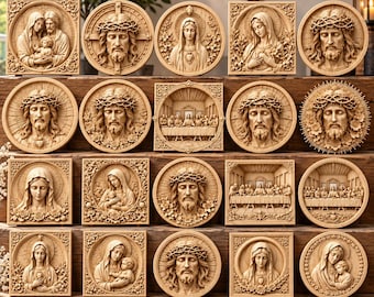 80+ Religious STL Bundle, Jesus Christ Virgin Mary Cross Models, Christian 3D Relief, CNC Router Files, Aspire VCarve