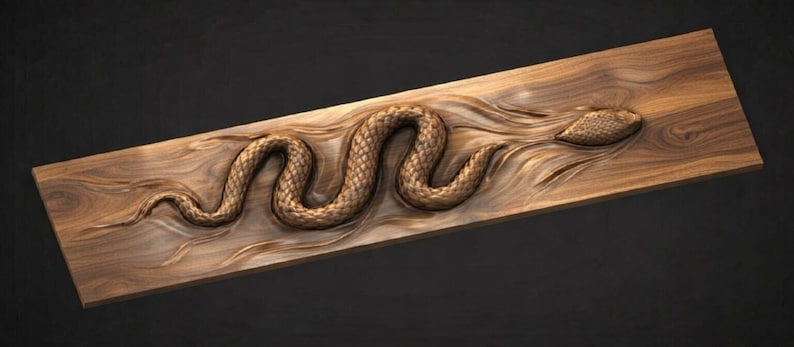 Snake Relief STL File CNC Router | Serpent Wood Carving Panel 3D Model ...