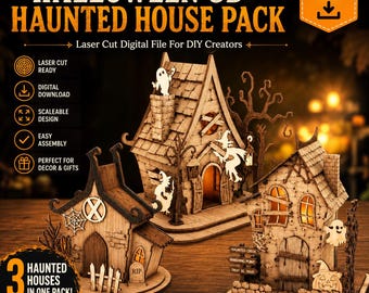 Laser Halloween Haunted House / Laser Cut SVG / Witch House Decor Glowforge  Pumpkin SVG Laser Cut File Digital Products