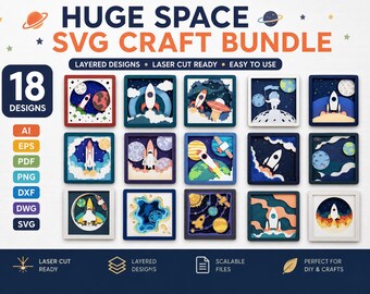 Space SVG Bundle – Layered Laser Cut Designs (18 Files)