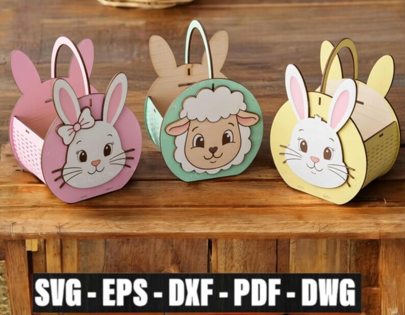 Easter Bunny Egg Holder SVG Bundle Laser Cut Files Multilayer Layered ...