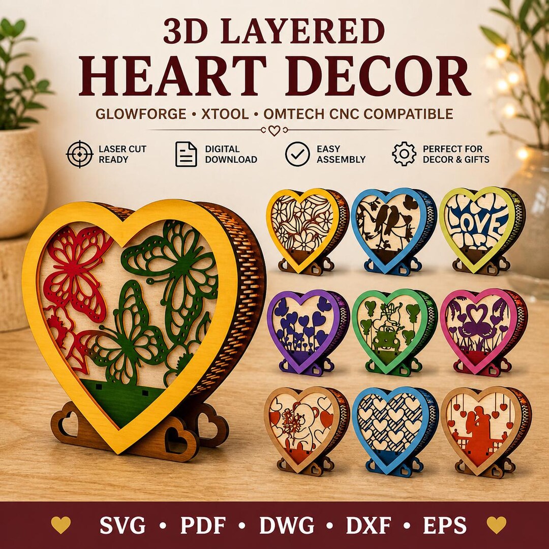 Heart Light Box SVG Bundle - Butterfly Love Designs | Multilayer ...