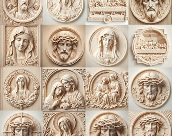 Bundel met 80 religieuze STL-bestanden - 3D-modellen van Jezus Christus | Christelijke figuren en Bijbelse scènes STL-bestanden voor 3D-printen en CNC-digitale download