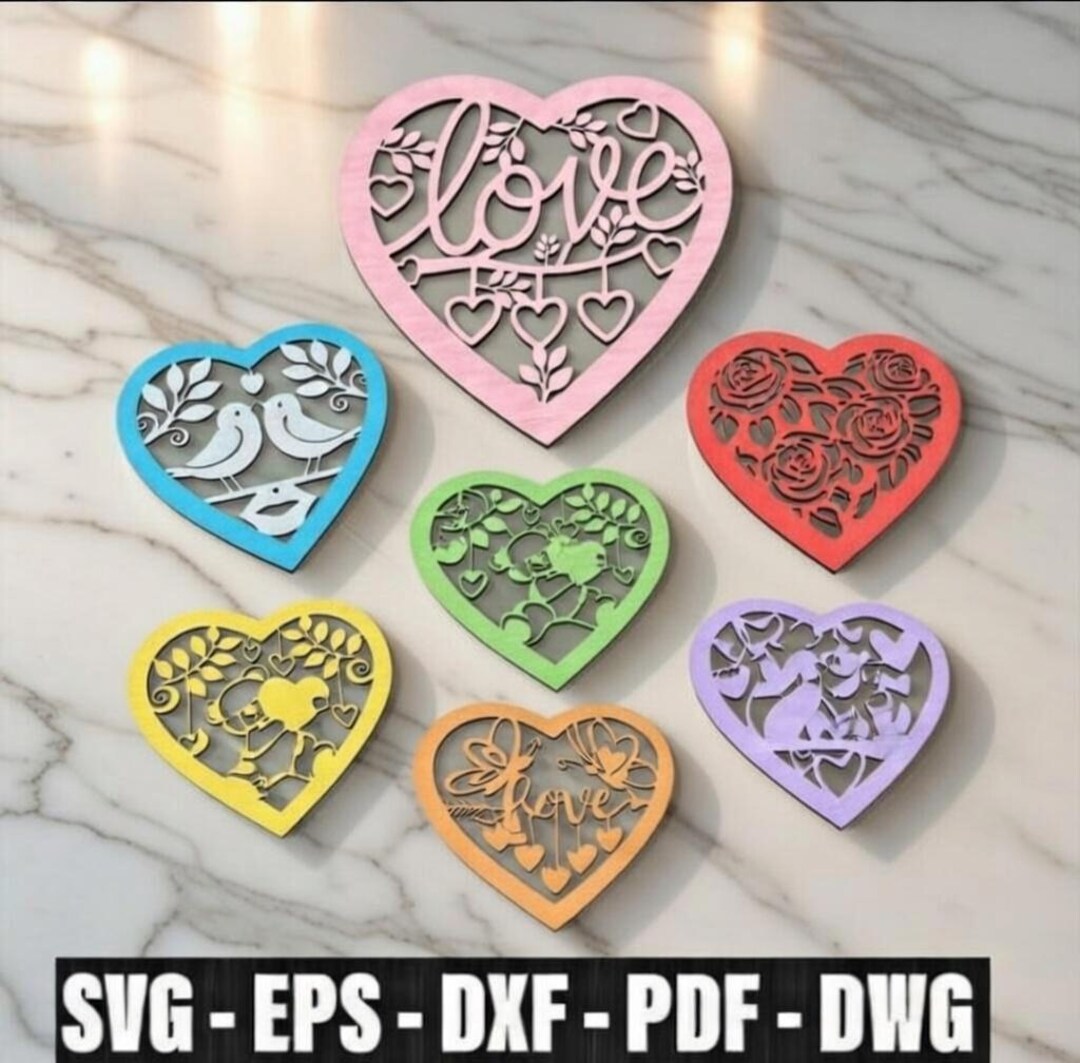 Valentine Heart Box SVG Bundle Laser Cut Files Glowforge Ready ...