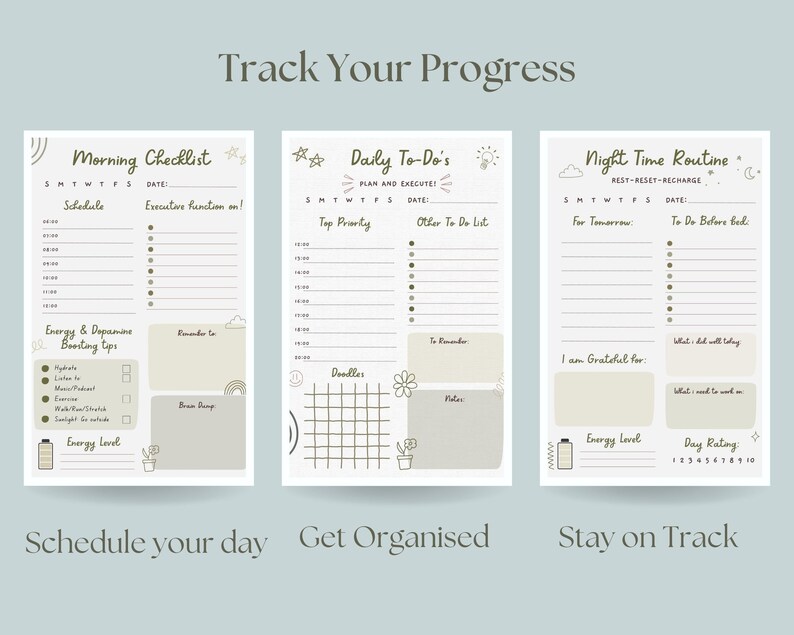 ADHD Daily Checklist Bundle for Planning and Productivity - Etsy