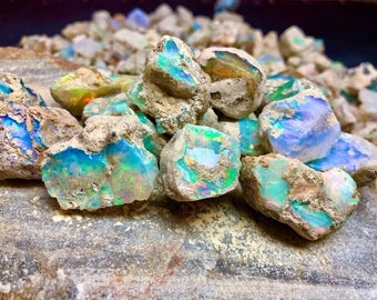 50.00 Cts Uncut Ethiopian Welo Opal Rough Lot - 5 Large Pieces