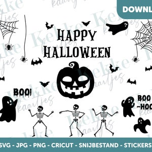 Halloween SVG PNG JPG | Halloween Raamsticker | Happy Halloween | Halloween Silhouette | Snijbestand | Cricut