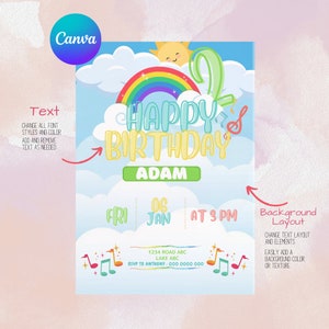 Birthday Boy Invitation Editable Template, Digital Birthday,Digital Kids Party Invite Template Can Put Character Cocomelon