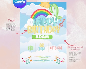 Birthday Boy Invitation Editable Template, Digital Birthday,Digital Kids Party Invite Template Can Put Character Cocomelon