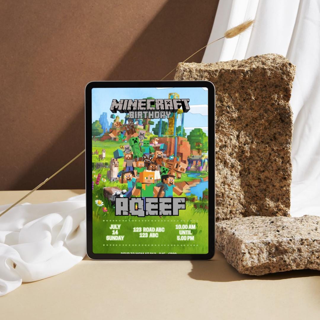 Editable Lego Minecraft Theme Invite
