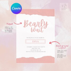 Babyparty für Mädchen Jungen Minimalistisch Rosa Bearbeitbare Canva Vorlage Bearbeitbarer Hintergrund Überraschung Babyparty für Mama und Papa
