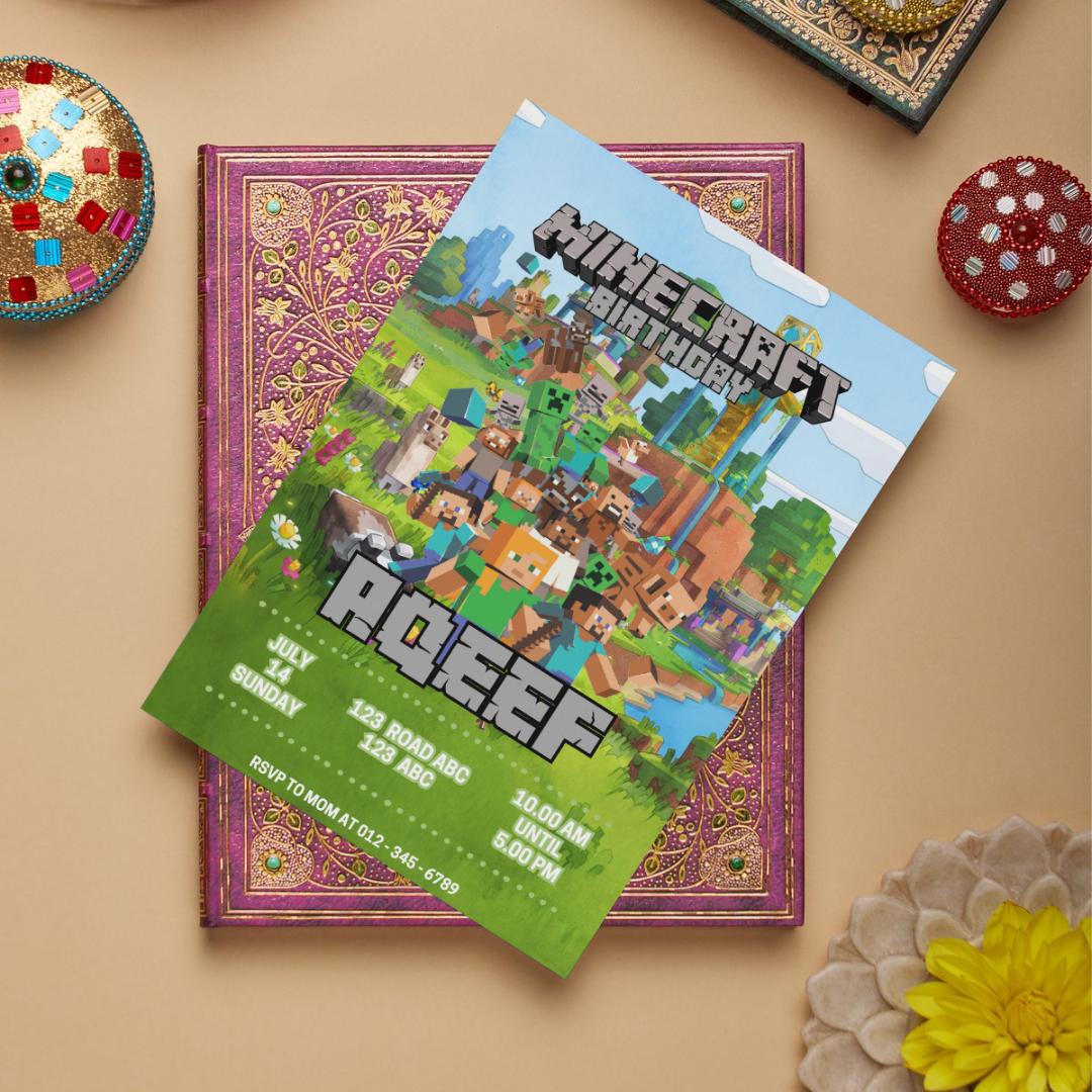 Editable Lego Minecraft Theme Invite