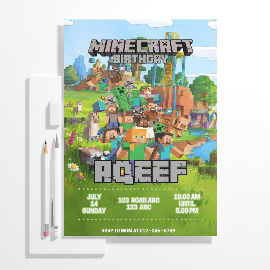 Editable Lego Minecraft Theme Invite