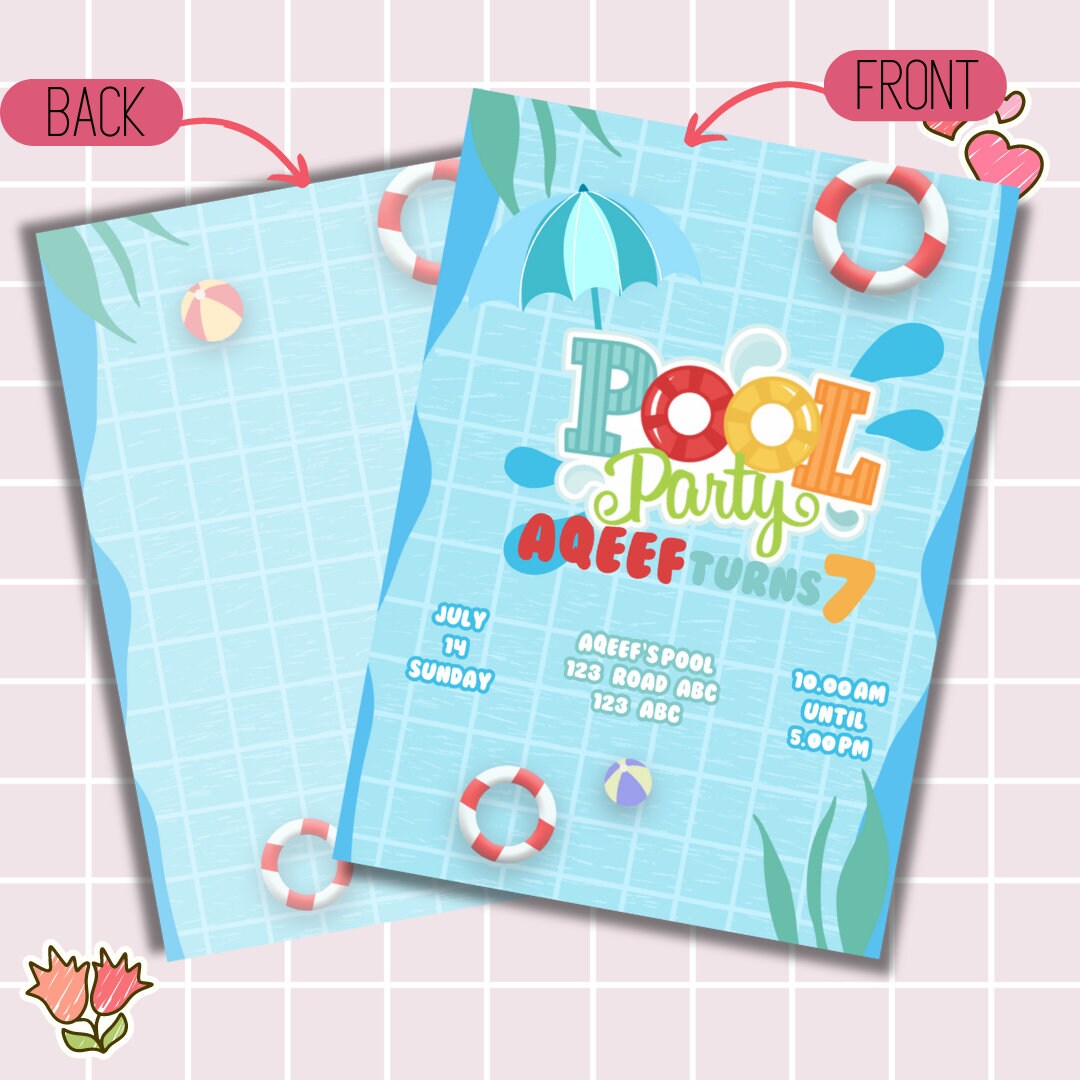 Pool Party Birthday Invitation Template: Editable Kids E-invite (canva ...