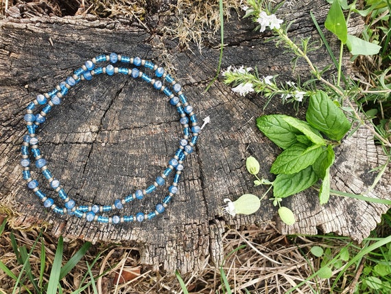 Double Wrap bracelet/elastic Choker and Handmade Seed Beads