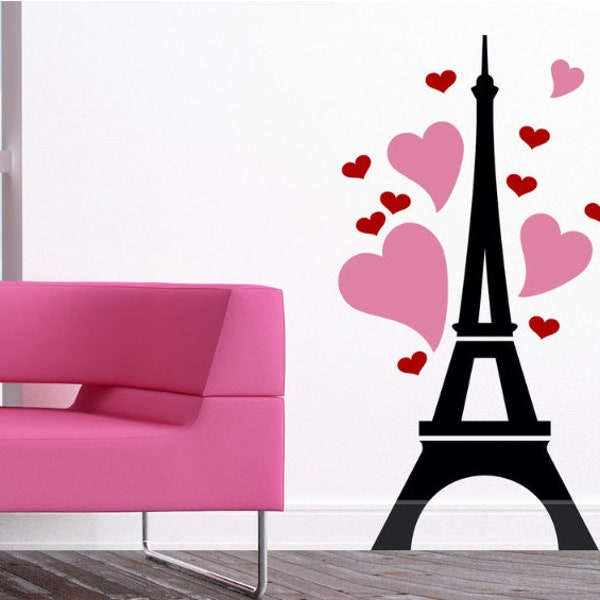 Eiffel Tower and hearts stickers