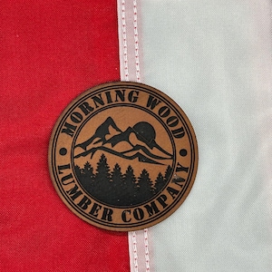 Morning wood lumber company meme leatherette patch