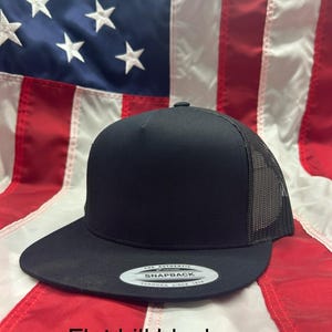 Personalized Hunting Hat for Dad Bow Hunter Snapback with Engraved Leather Patch Custom Richardson 112 Yupoong Gift for Him outdoorsman gift flat brim black