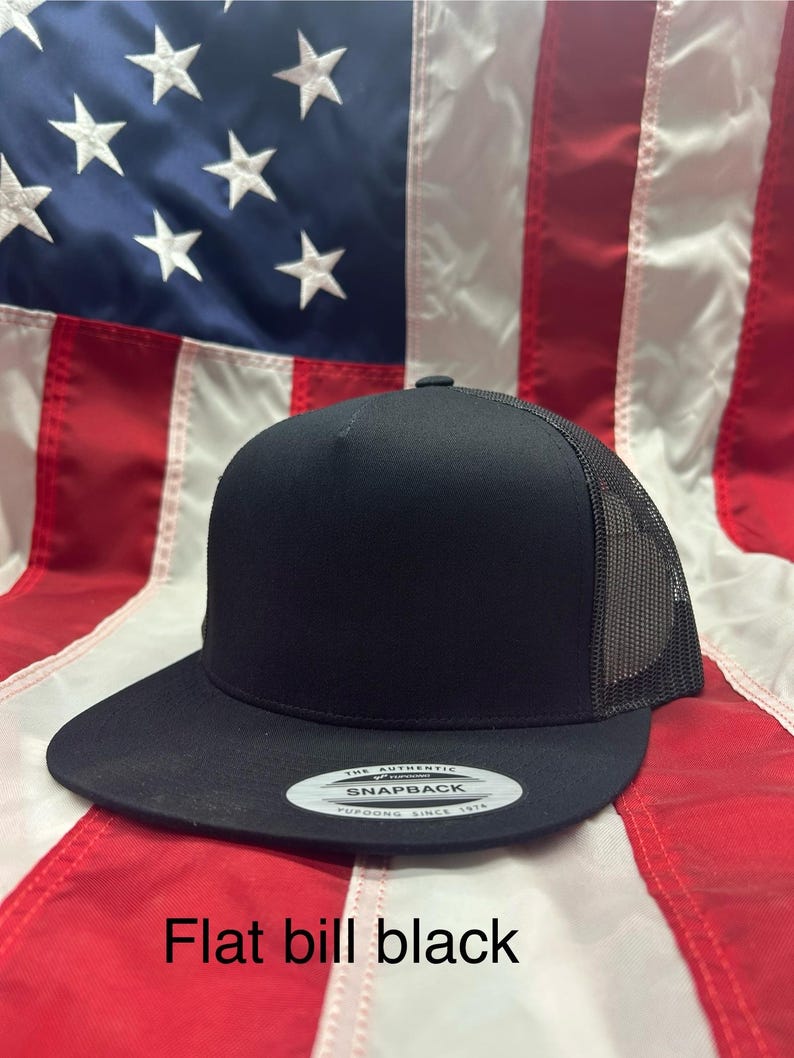 Personalized Hunting Hat for Dad Bow Hunter Snapback with Engraved Leather Patch Custom Richardson 112 Yupoong Gift for Him outdoorsman gift flat brim black