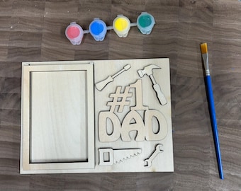 DIY Father's Day Wood Sign Paint Kit Tool Dad Kids Craft Gift  Fun DIY Activity for Dad Handmade Gift Idea for Father’s Day picture frame