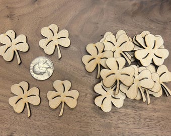 Shamrock Wood Cutout Unfinished St Patrick's day for Crafts DIY Projects Scrapbooking Home Décor Tiered Tray Decorations 20 pack