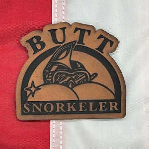 Butt snorkeler iron on leatherette patch gift for him