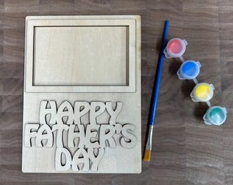 DIY Father's Day Wood Sign Paint Kit Happy Fathers Day Kids Craft Gift  Fun DIY Activity for Dad Handmade picture frame for Father’s Day