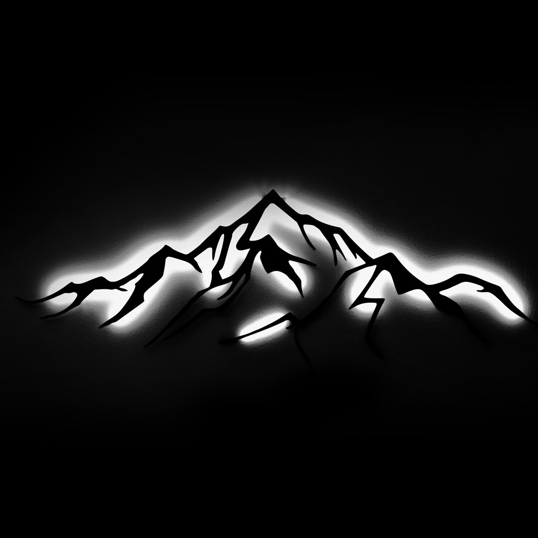 Mountain Wall Art Led Sign, Large Mountain Wall Art Mountain Metal Wall