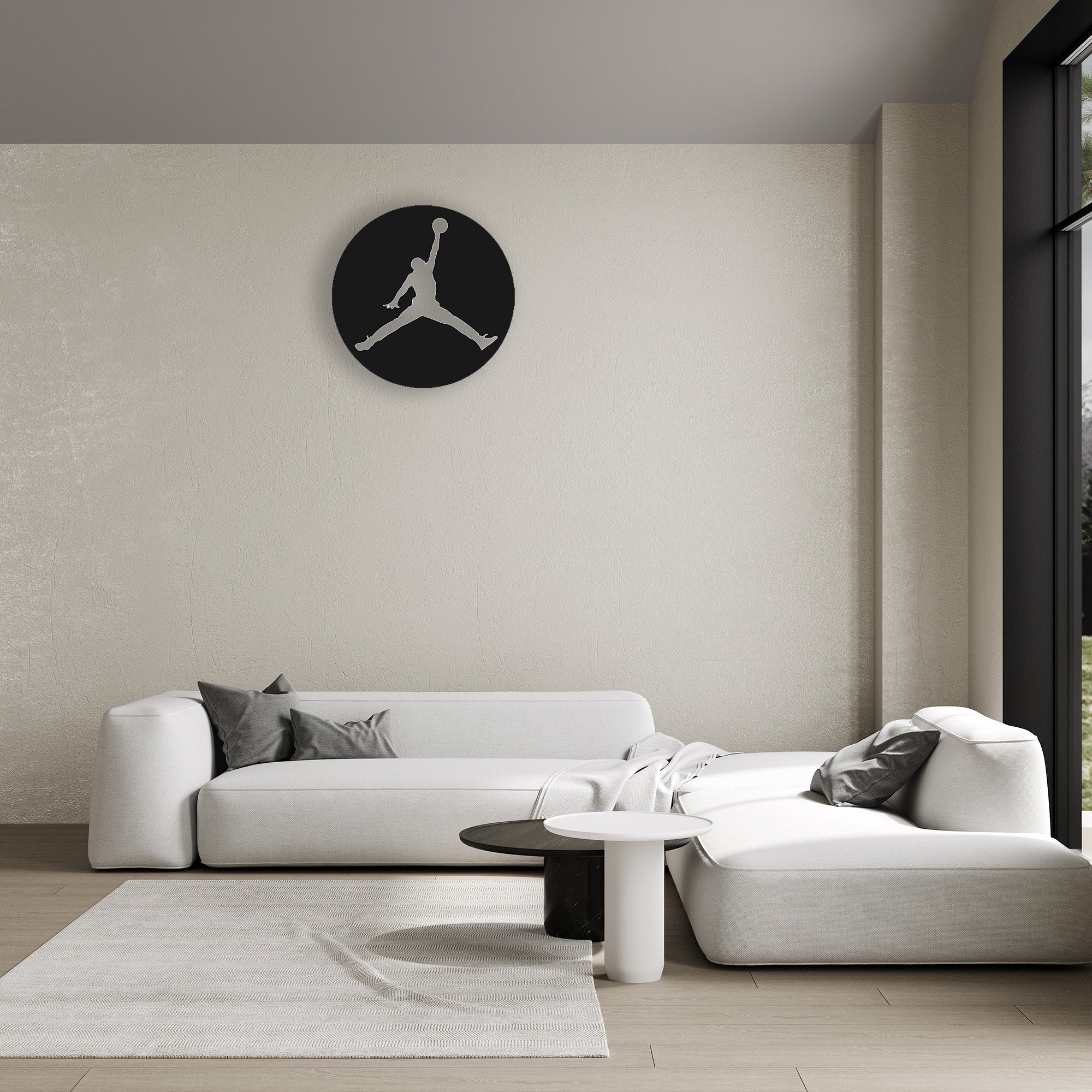 Michael Jordan Jumpman Circle Wood Led Wall Sign, Circle Wooden Wall ...