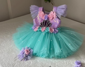 Strap Mermaid Dresses, Mermaid Party Dress, Mermaid Costume, mermaid Dress, Ariel Dress, Special Occasion, First Birthday Dress