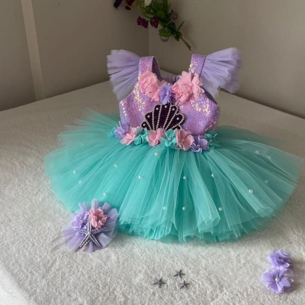 Strap Mermaid Dresses, Mermaid Party Dress, Mermaid Costume, mermaid Dress, Ariel Dress, Special Occasion, First Birthday Dress