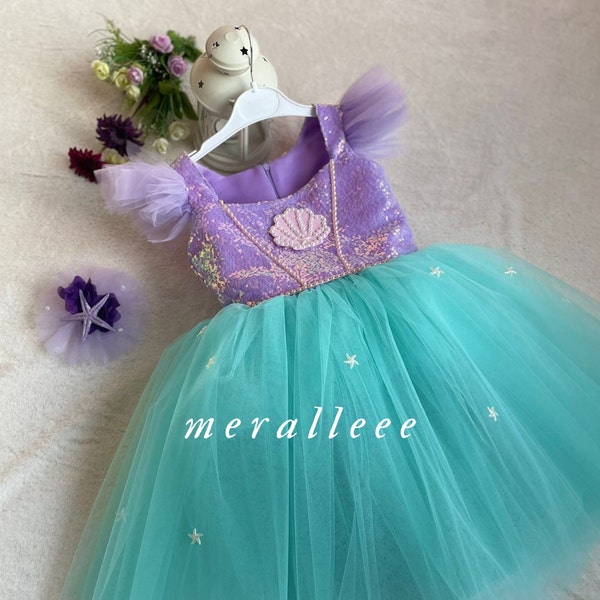 Vestidos de sirena con correa, vestido de fiesta de sirena, disfraz de sirena, vestido de sirena, vestido de Ariel, ocasión especial, vestido de primer cumpleaños