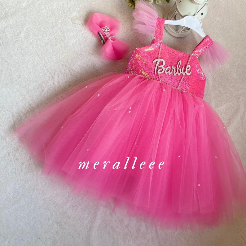 BARBIE Themed Birthday Photo Shoot Dress Pink Tutu Pearl - Etsy