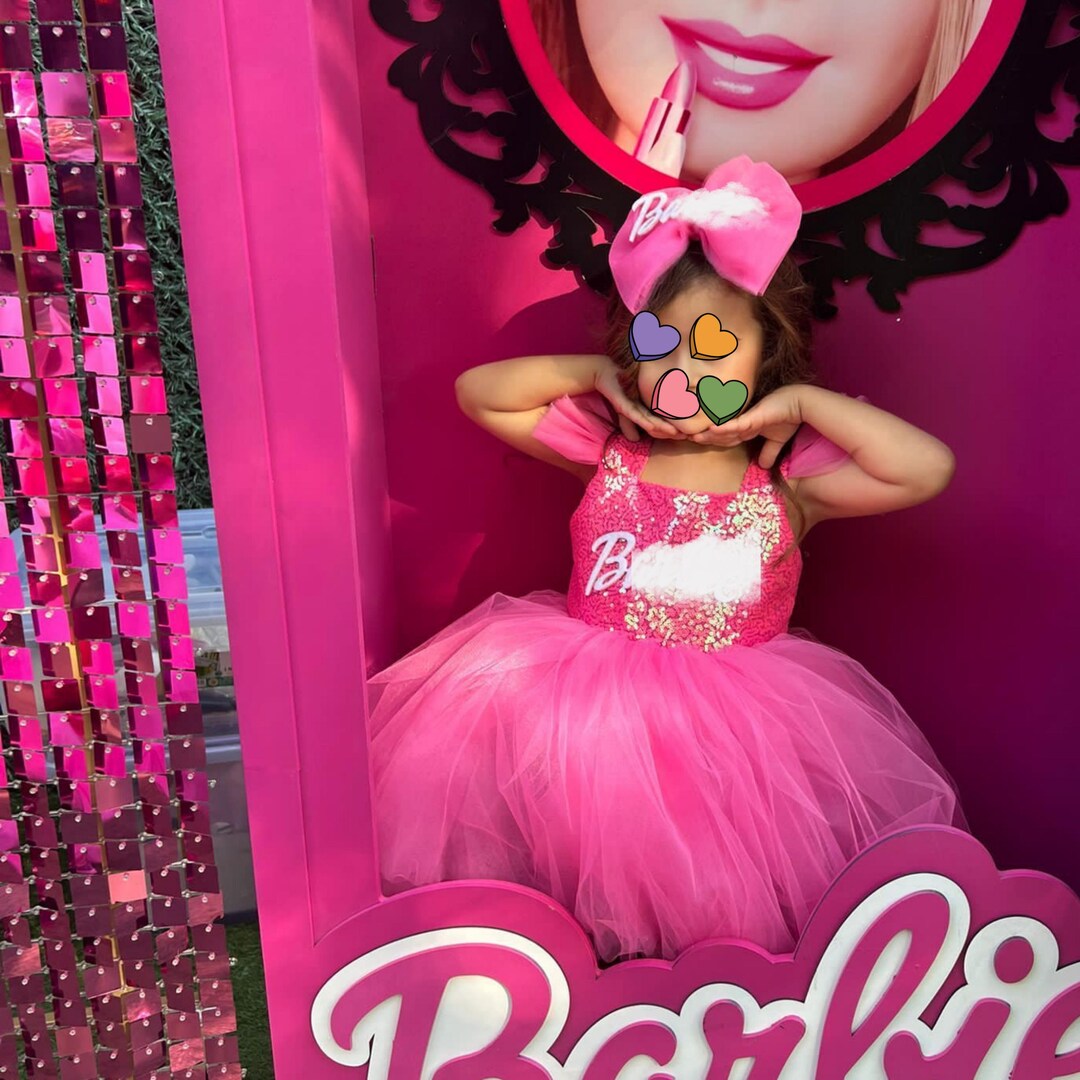 Vestido de tutú de cumpleaños rosa fuerte, traje de cumpleaños de