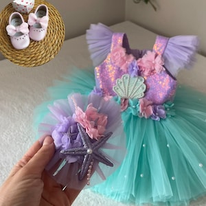 Strap Mermaid Dresses, Mermaid Party Dress, Mermaid Costume, mermaid Dress, Ariel Dress, Special Occasion, First Birthday Dress