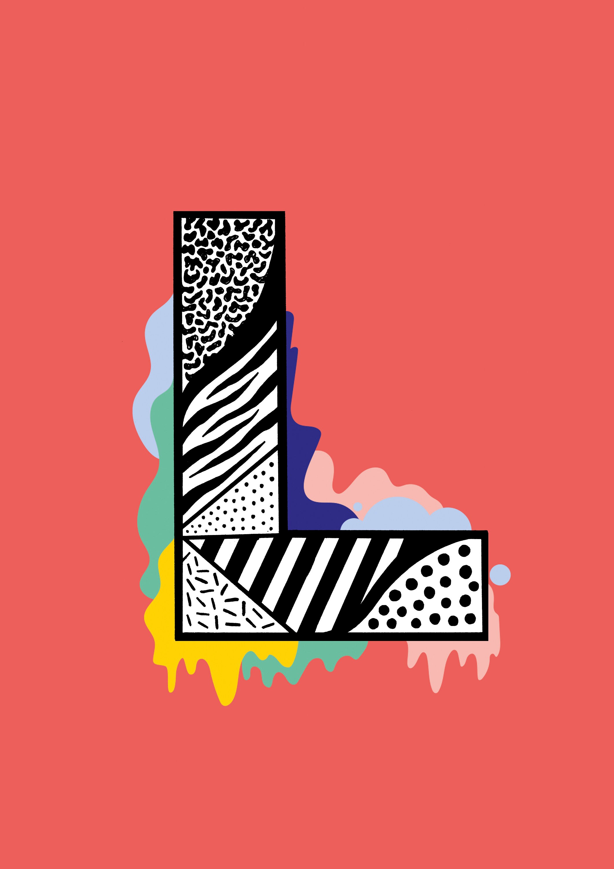 Letter L Poster Colorful Letters Art Print Typography Print, Alphabet ...