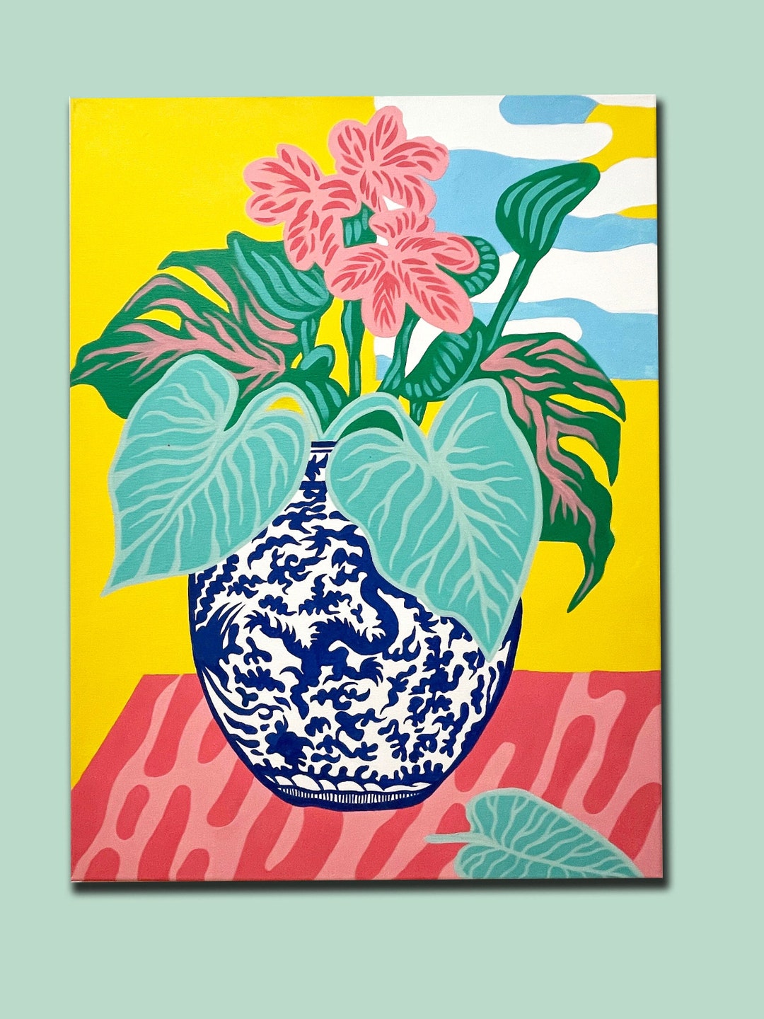 Flower Vase Original Canvas Painting Flower Picture Flower Etsy