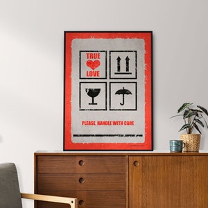 Impresión enmarcada de amor verdadero / Ilustración de acuarela / Impresión de amor enmarcada / Impresión de decoración de amor divertido / Impresión de ilustración de amor verdadero / Arte de pared de amor