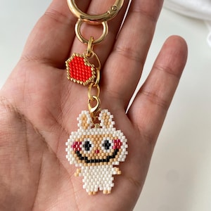 Handmade Miyuki Labubu Keychain/Cute Beaded Bag Charm/Pendant for Necklace or Earring Bracelet/stydent gift