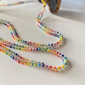Handmade Rainbow Beaded Eyeglass Chain: Multi-Use Necklace Bracelet