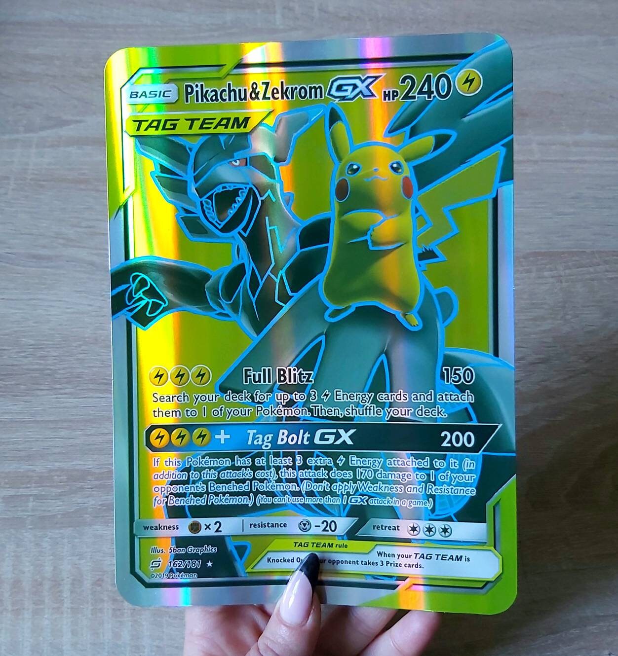 2 Pikachu Card Jumbo XXL Holo Pikachu Vmax & Zekrom Gx Etsy