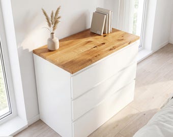 Deckplatte aus Wildeiche Massivholz passend für IKEA Kallax, Besta, Hemnes, Malm, Kullen, Trones, Abdeckplatte, Naturgeölt oder Unbehandelt