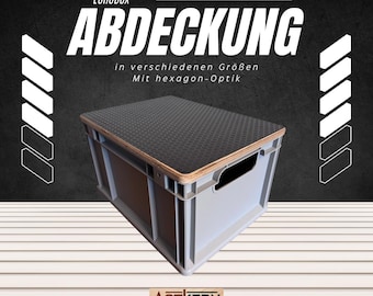 Hochwertiger Eurobox-Deckel Multiplex · Hexagon-Struktur · stabiler Camping-Tisch, Sitz & Vanlife-Zubehör · mit Gravur · handgemacht