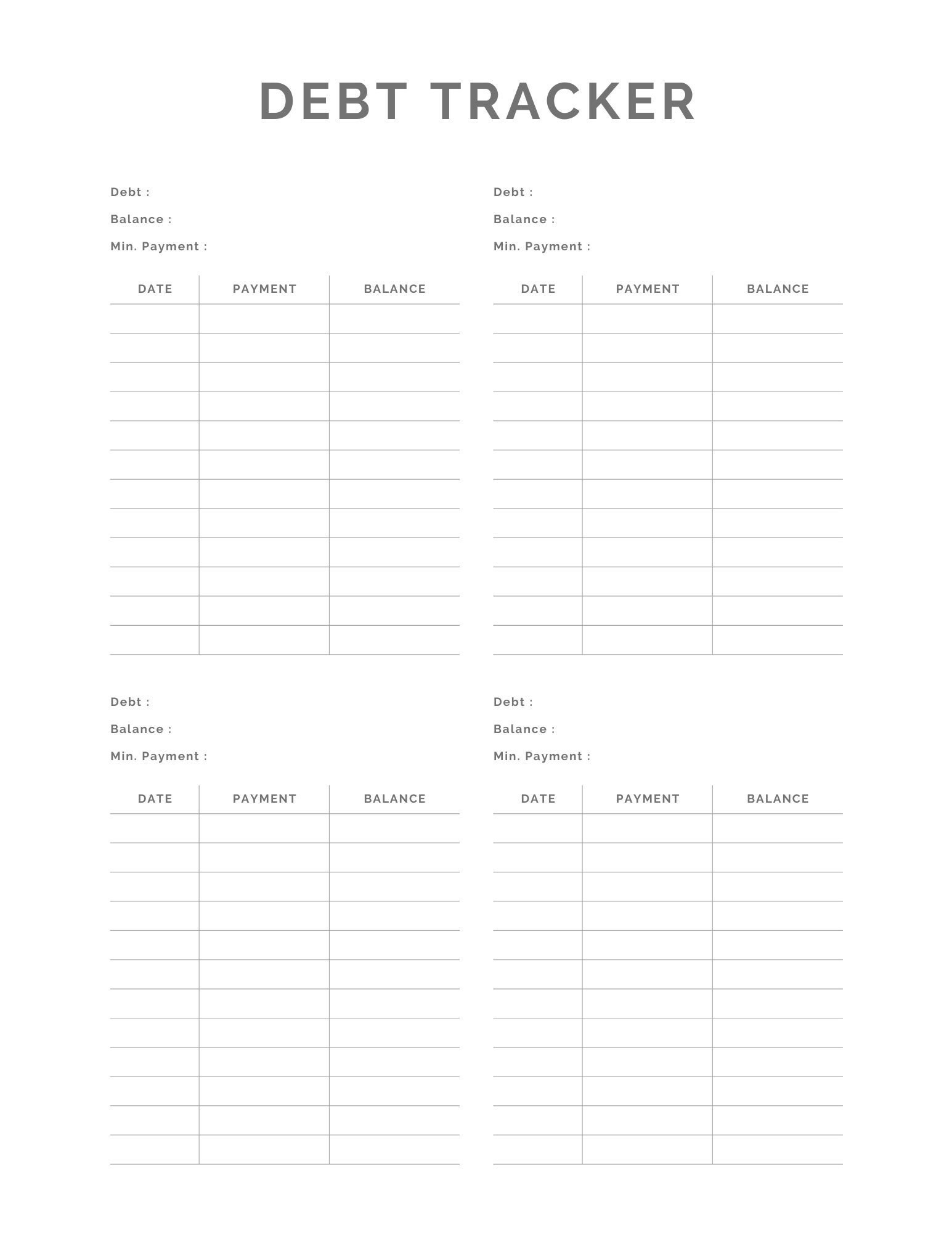 Debt Tracker Printable, Instant Download, Goodnote Tracker, Minimal ...