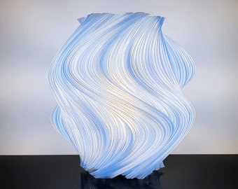 Modern 3D Printed Table Lamp - Organic Design with Recycled Blue Plastic - 3