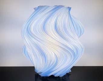 Fractal Wave Lamp - Organic 3D Printed Table Lamp With Blue