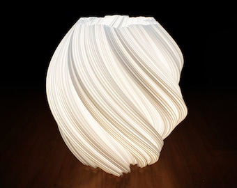 Modern 3D Printed Table Lamp - Organic Design with Recycled White plastic - 2