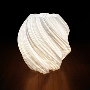 Modern 3D Printed Table Lamp - Organic Design with Recycled White plastic - 2