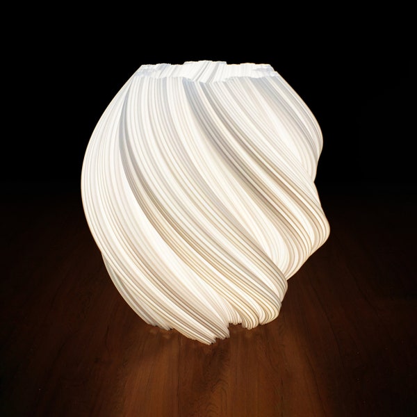 Lampada da tavolo moderna stampata in 3D - Design organico con plastica bianca riciclata - 2