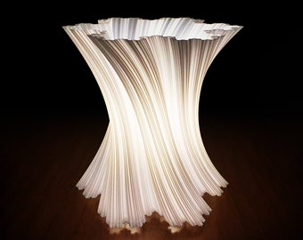 Fractal Vortex Lamp - Organic 3D Printed Table Lamp with White Recycled Plastic - Modern Eco-Friendly Home Decor, Night Light